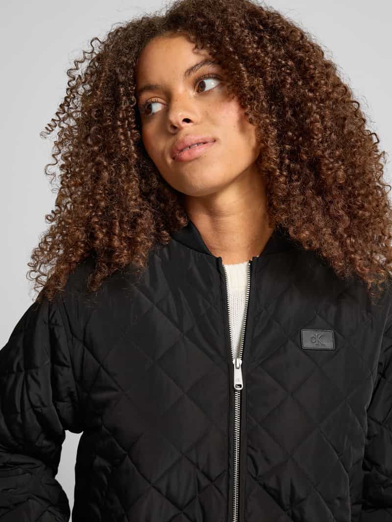 Calvin Klein Jeans Gewatteerd jack met opstaande kraag en labelpatch