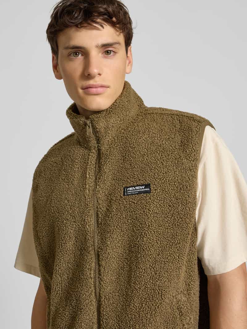 REVIEW Fleecegilet met opstaande kraag en steekzakken
