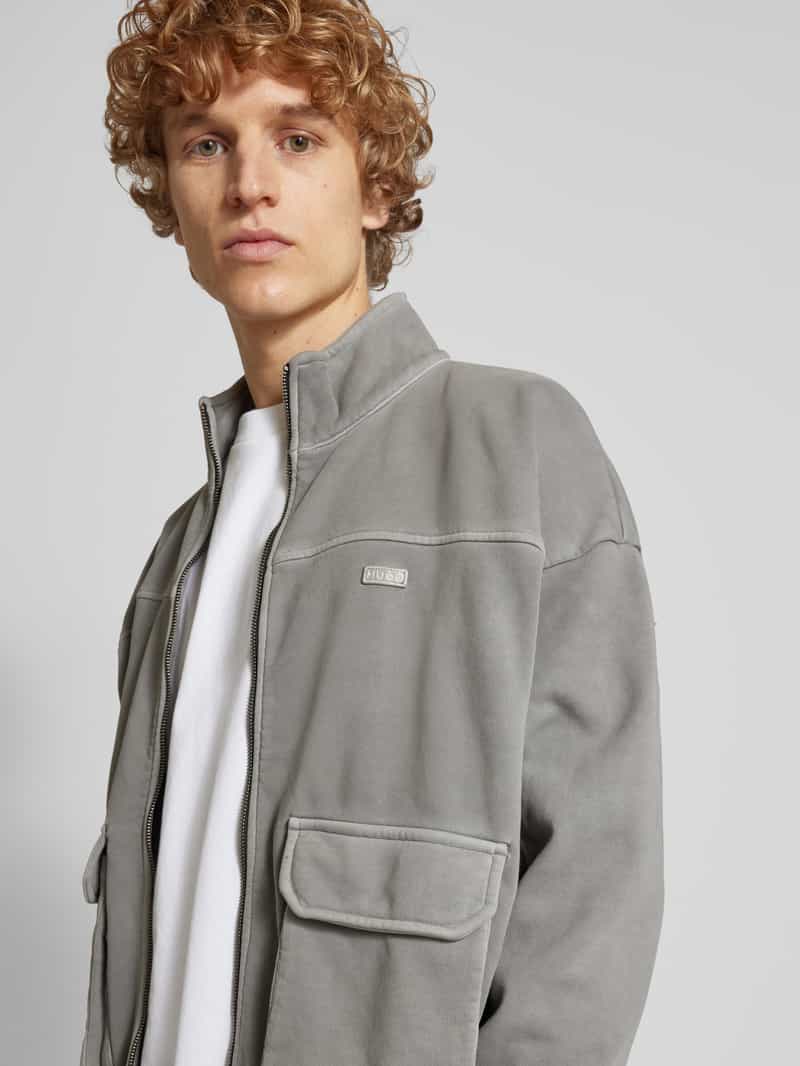 Hugo Blue Sweatjack met opgestikte klepzakken model 'Nombos'