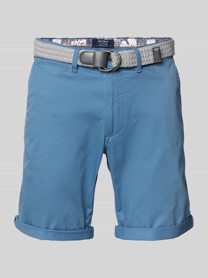 Slim fit bermuda met riem