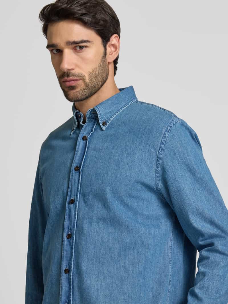 Profuomo Regular fit jeansoverhemd met button-downkraag