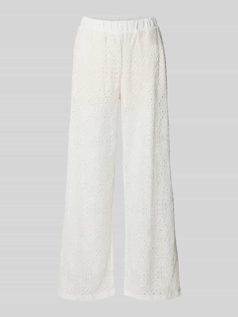 Zero Wide leg stoffen broek met broderie anglaise