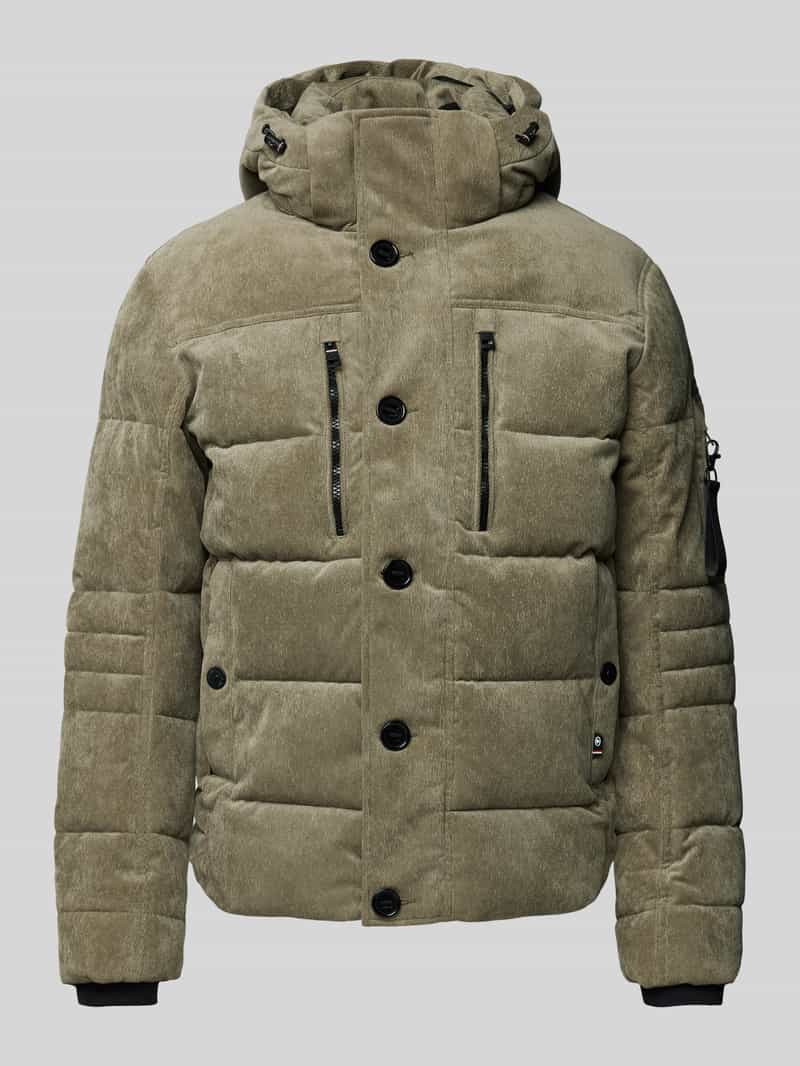 Gewatteerd regular fit jack met afneembare capuchon