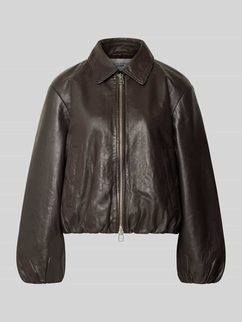 Marc O'Polo DENIM Regular fit leren jack met elastische band