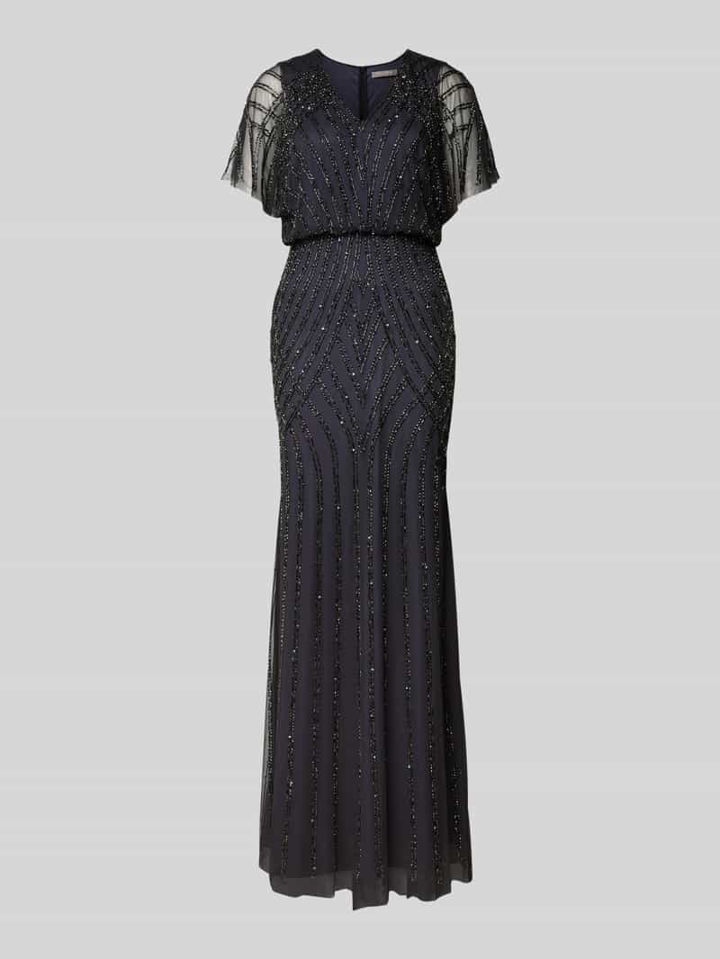 Christian Berg Cocktail Avondjurk met kralen en V-hals