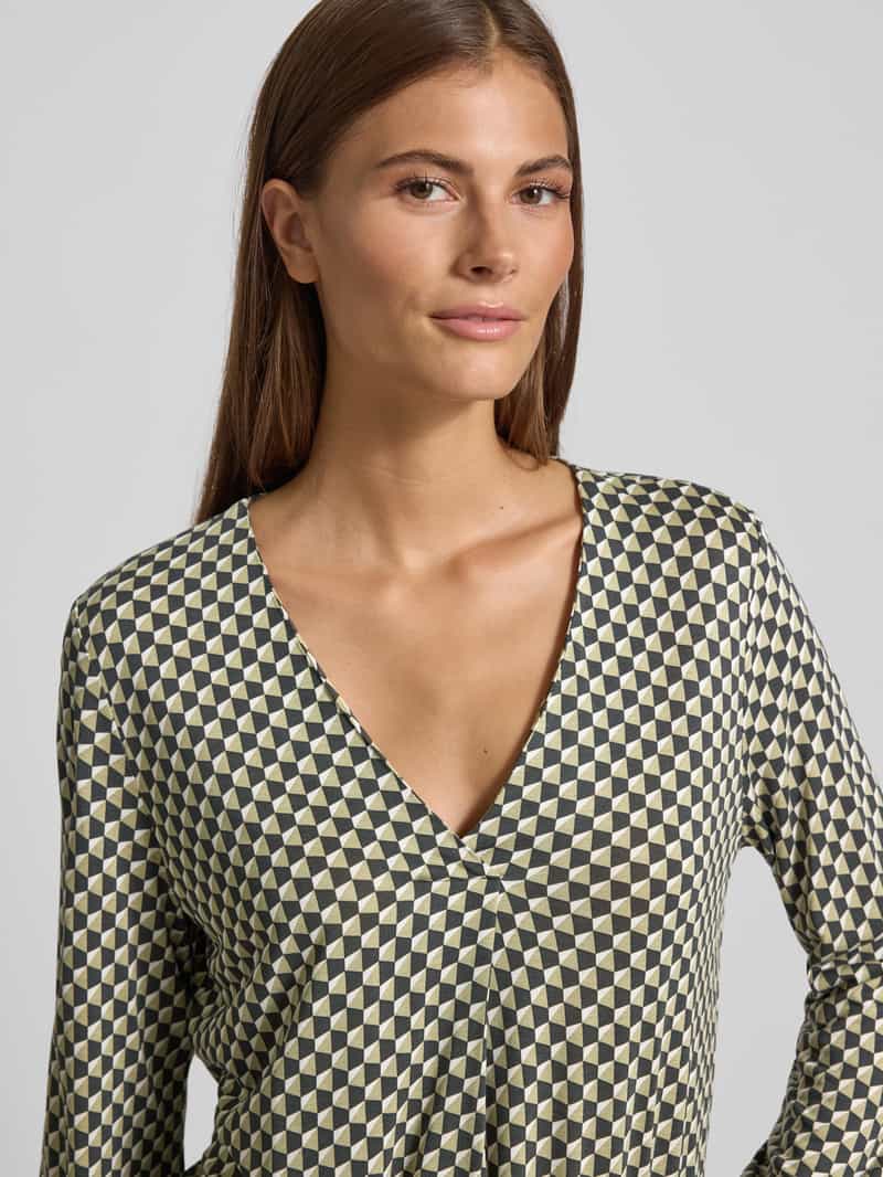 Opus Shirt met lange mouwen van viscose met V-hals model 'Sannah iconic'