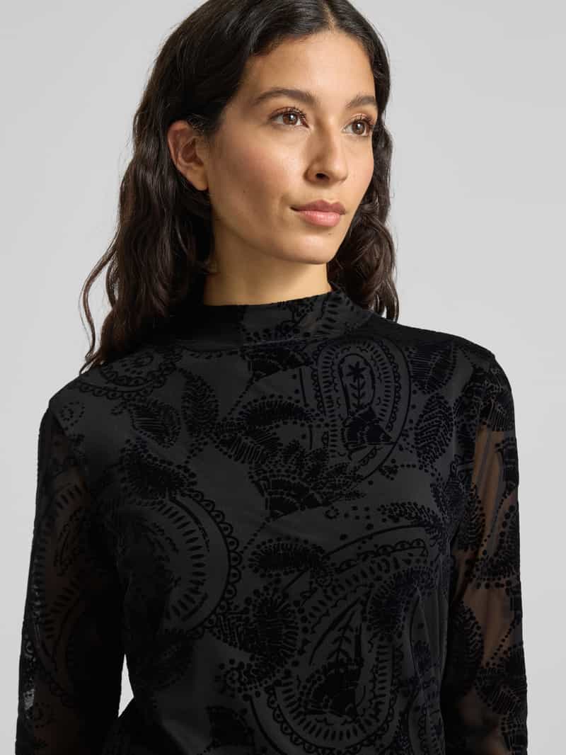 comma Shirt met lange mouwen en opstaande kraag