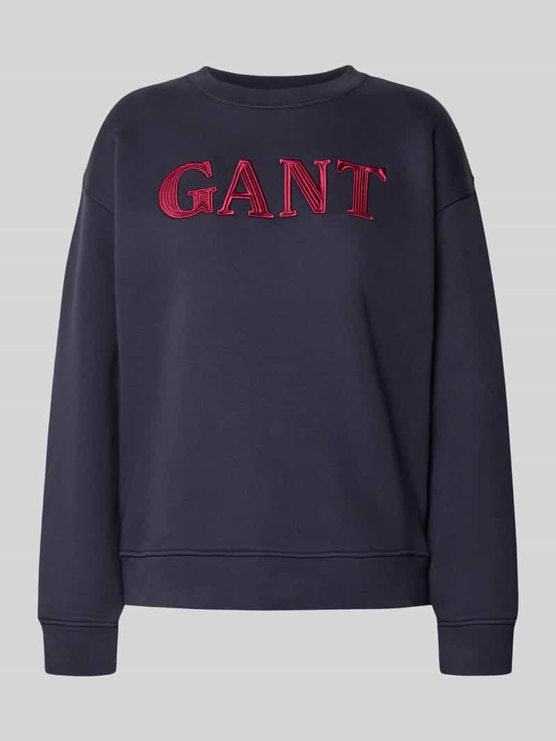 Gant Sweatshirt met ronde hals en labelstitching
