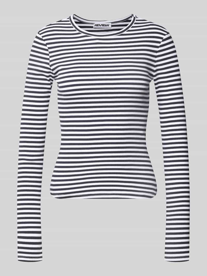 Slim fit shirt met lange mouwen met ronde hals