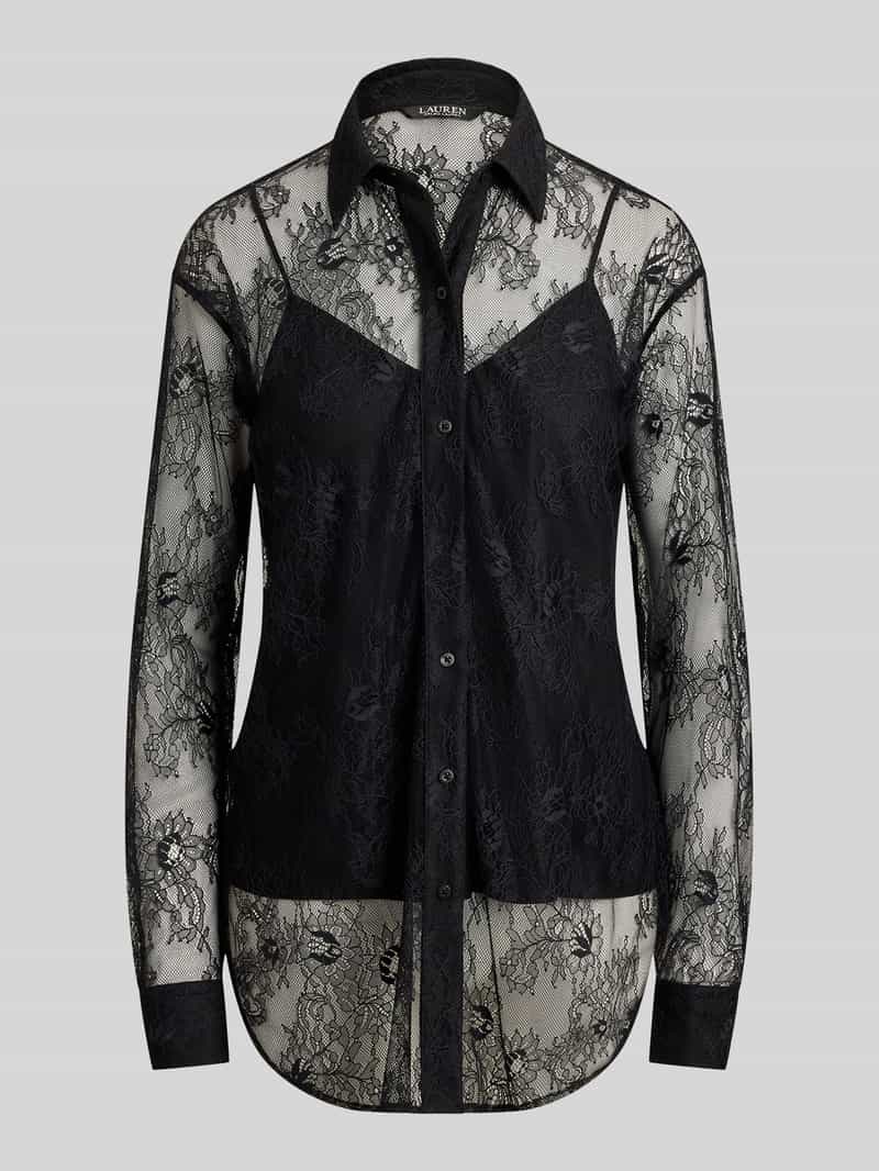 Lauren Ralph Lauren Loose fit blouse met lange mouwen van bloemkant