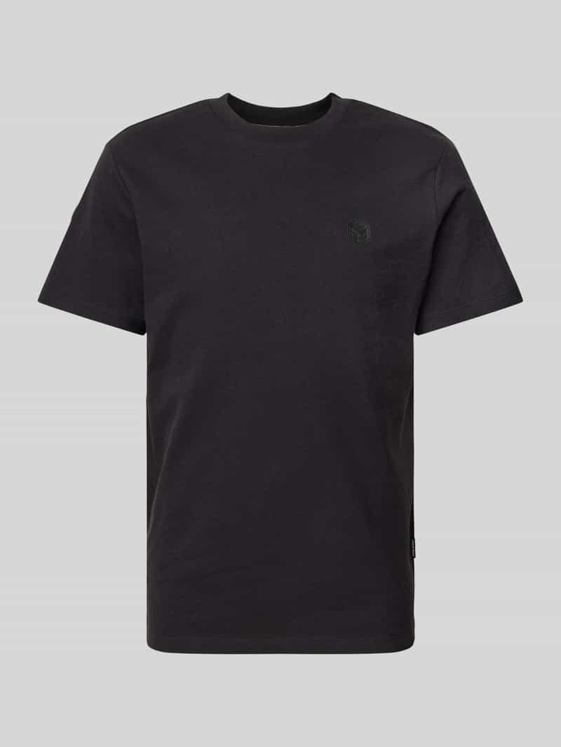 Blend T-shirt met geribde ronde hals