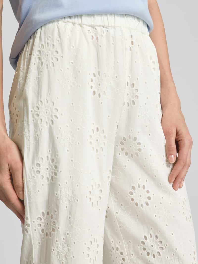 Christian Berg Woman Selection Wide leg stoffen broek met broderie anglaise