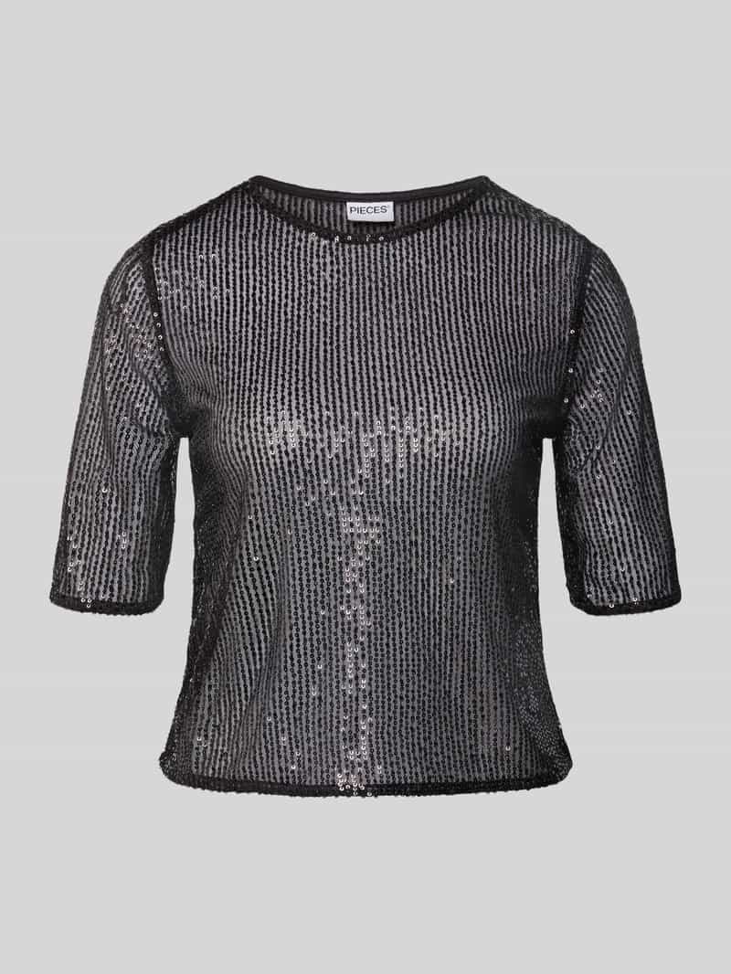 Pieces Shaped fit T-shirt met pailletten model 'JACK'