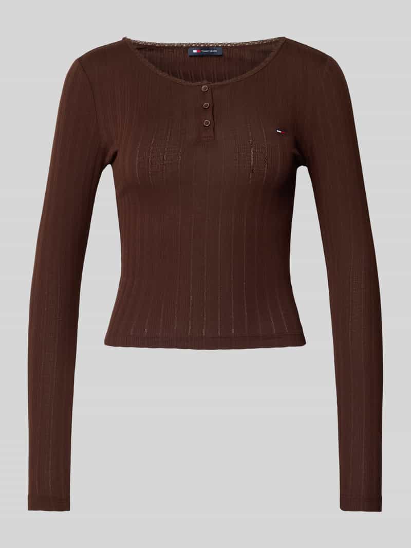 Tommy Jeans Slim fit henley shirt met ribstructuur