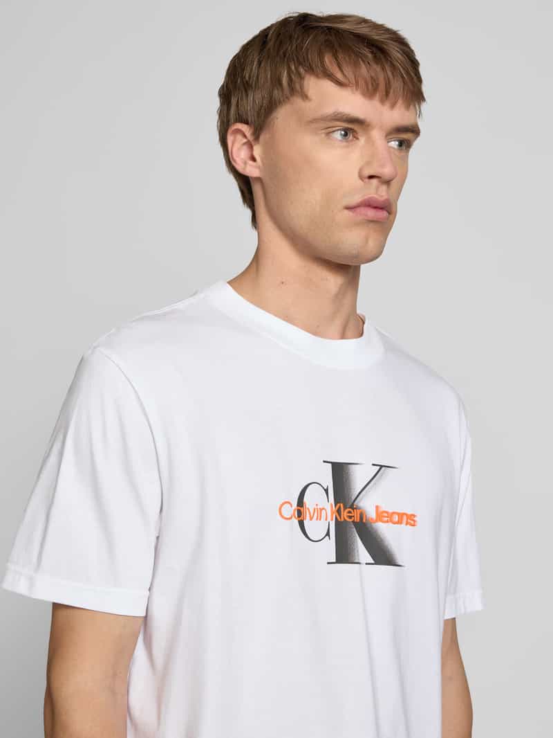 Calvin Klein Jeans T-shirt met labelprint en ronde hals