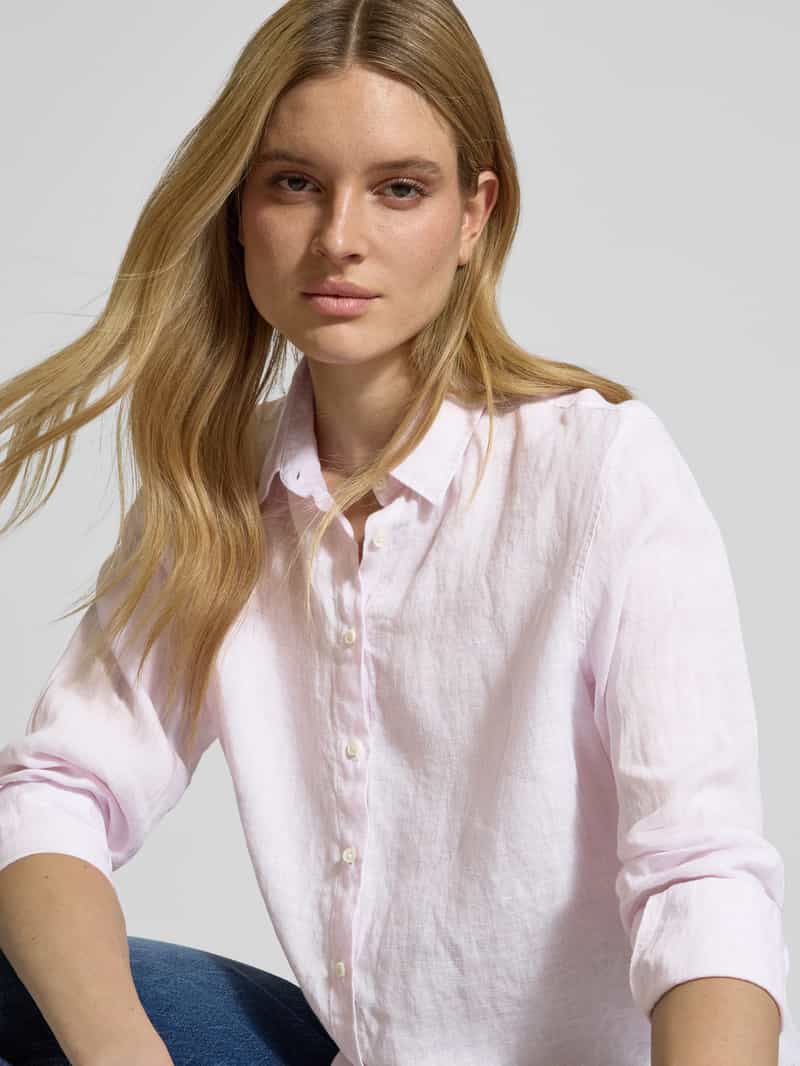 0039 italy Regular fit overhemdblouse van linnen met doorknoopsluiting