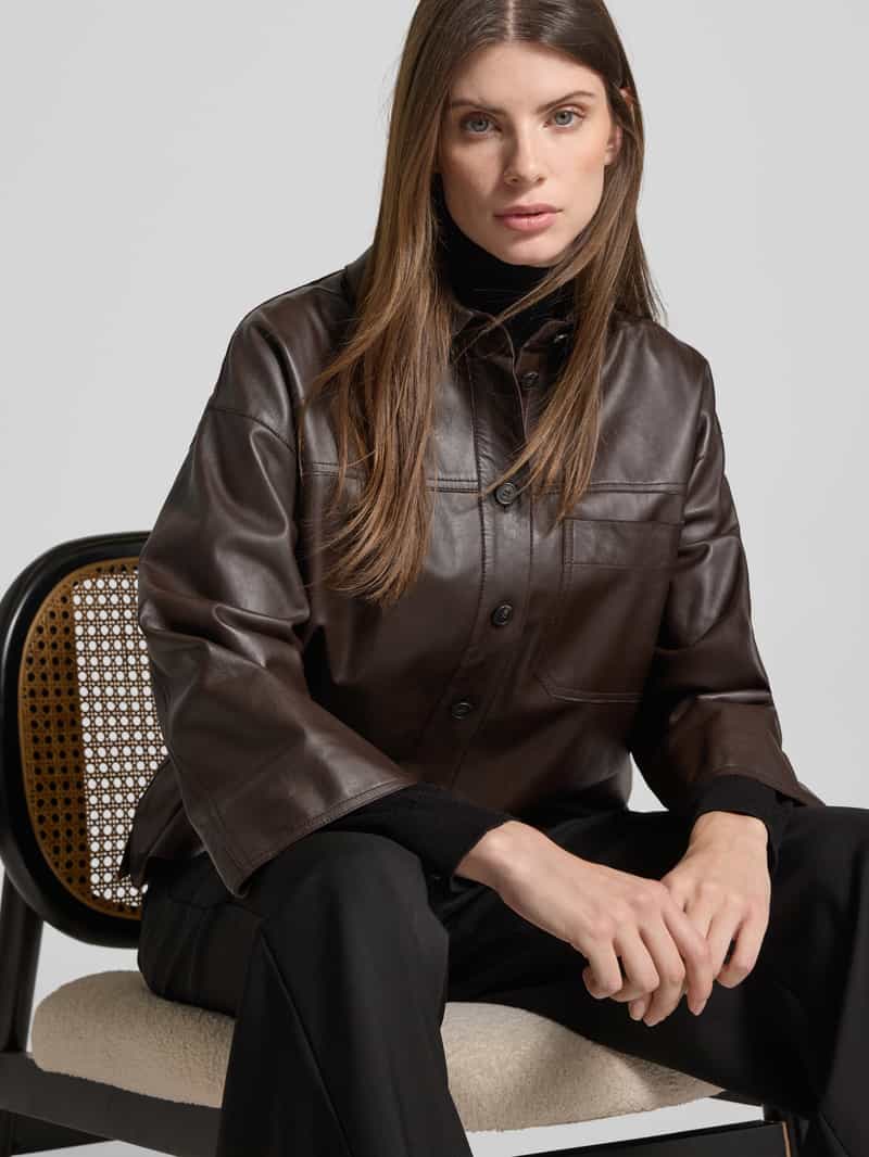 Weekend Max Mara Boxy fit leren jack van lamsnappa model 'STECCA'