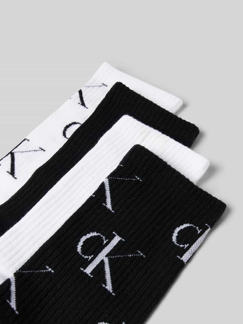Calvin Klein Jeans Sokken met elastische ribboordjes in een set van 4 paar