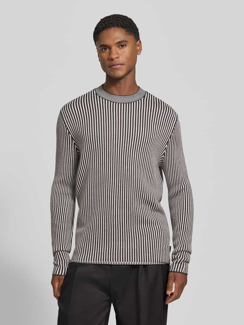 Armani Exchange Regular fit gebreide pullover van scheerwolmix met streepmotief