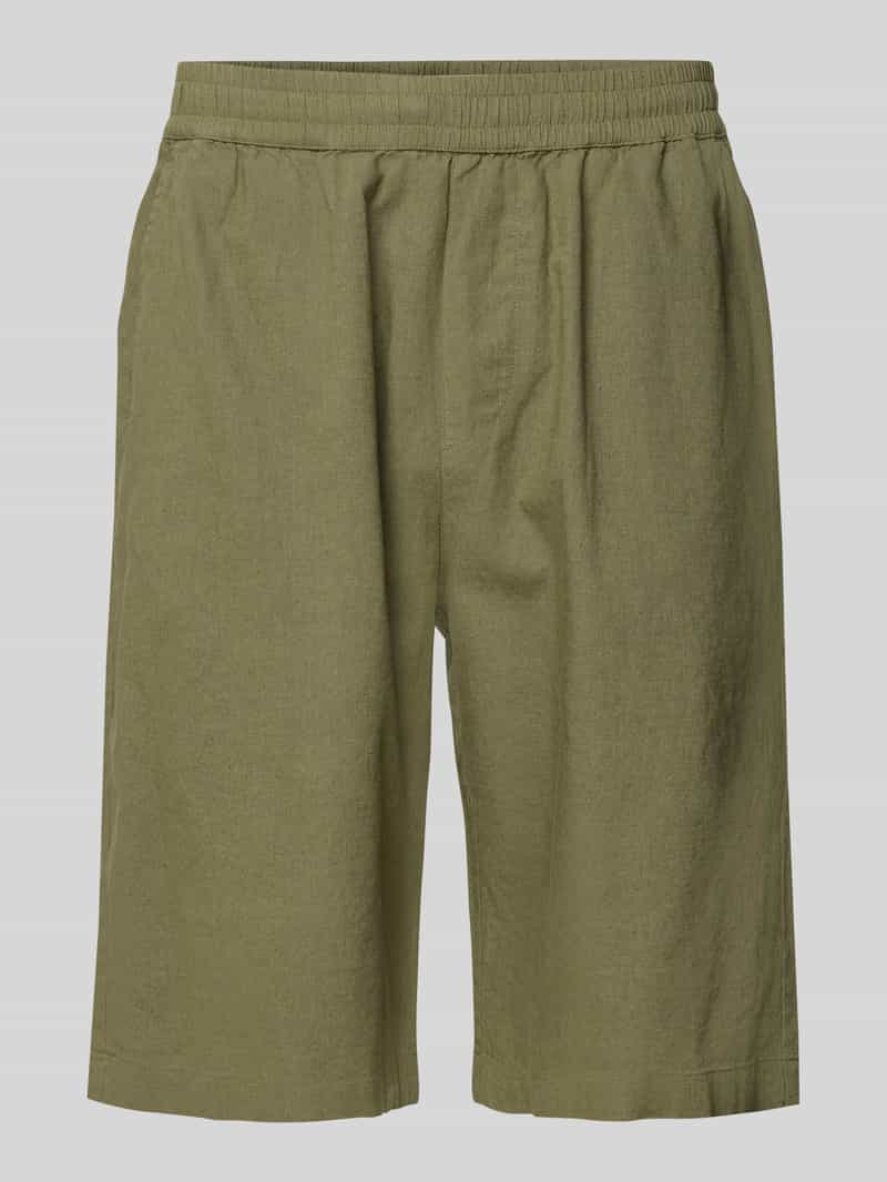 Wood Regular fit korte linnen broek met elastische band model 'enoch'