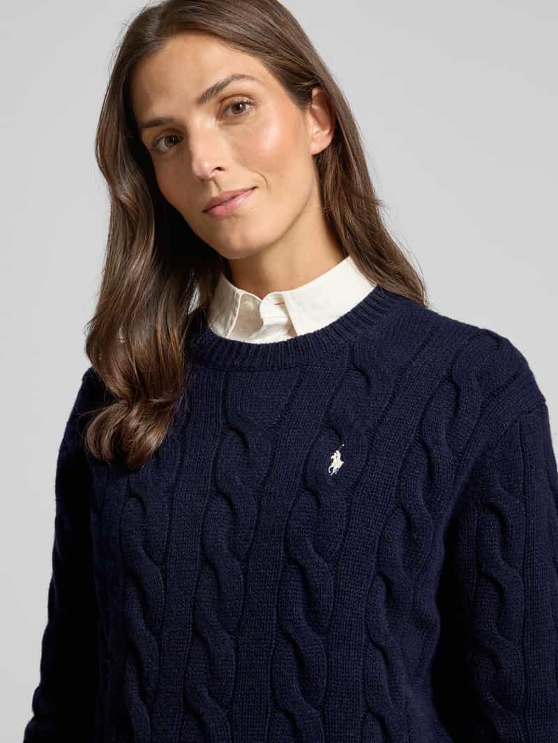 Polo Ralph Lauren Gebreide pullover van een mix van katoen en kasjmier met kabelpatroon