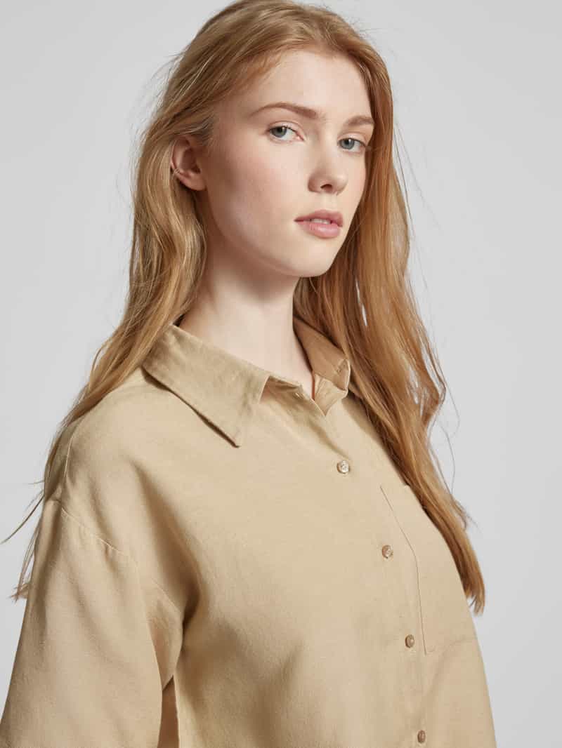 Pieces Loose fit overhemdblouse met linnen model 'MILANO'