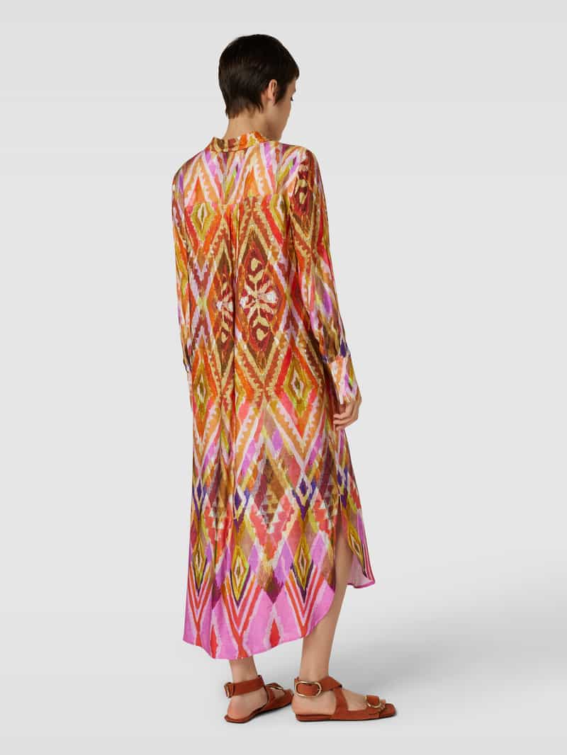 Midi-jurk van pure viscose, model 'Cairaton' tonno & panna