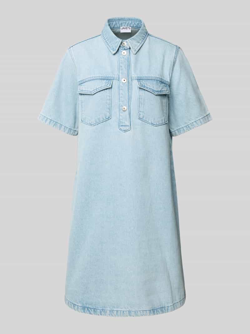 Jake*s Casual Knielange jeansjurk met opgestikte borstzakken