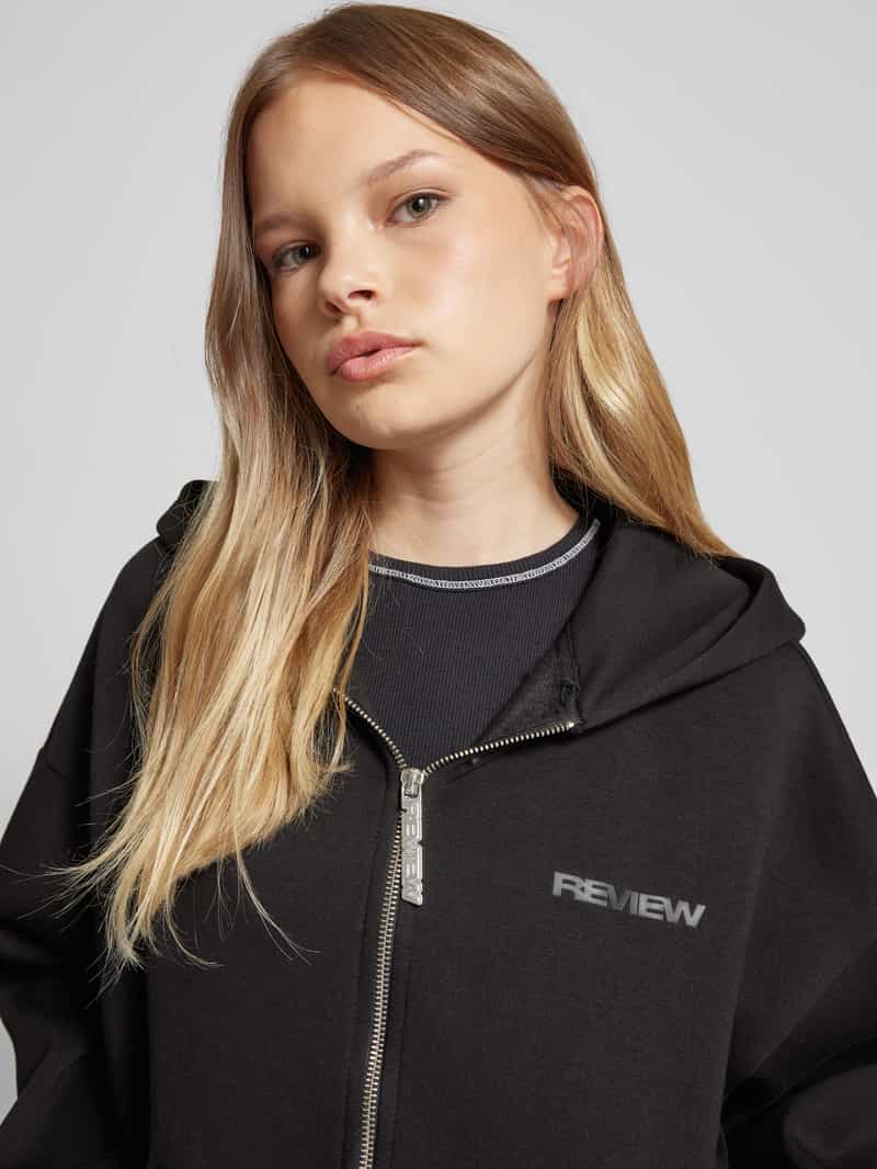 Review Oversized sweatjack met labelprint