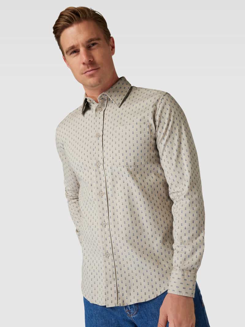 esprit collection Slim fit vrijetijdsoverhemd met all-over motief