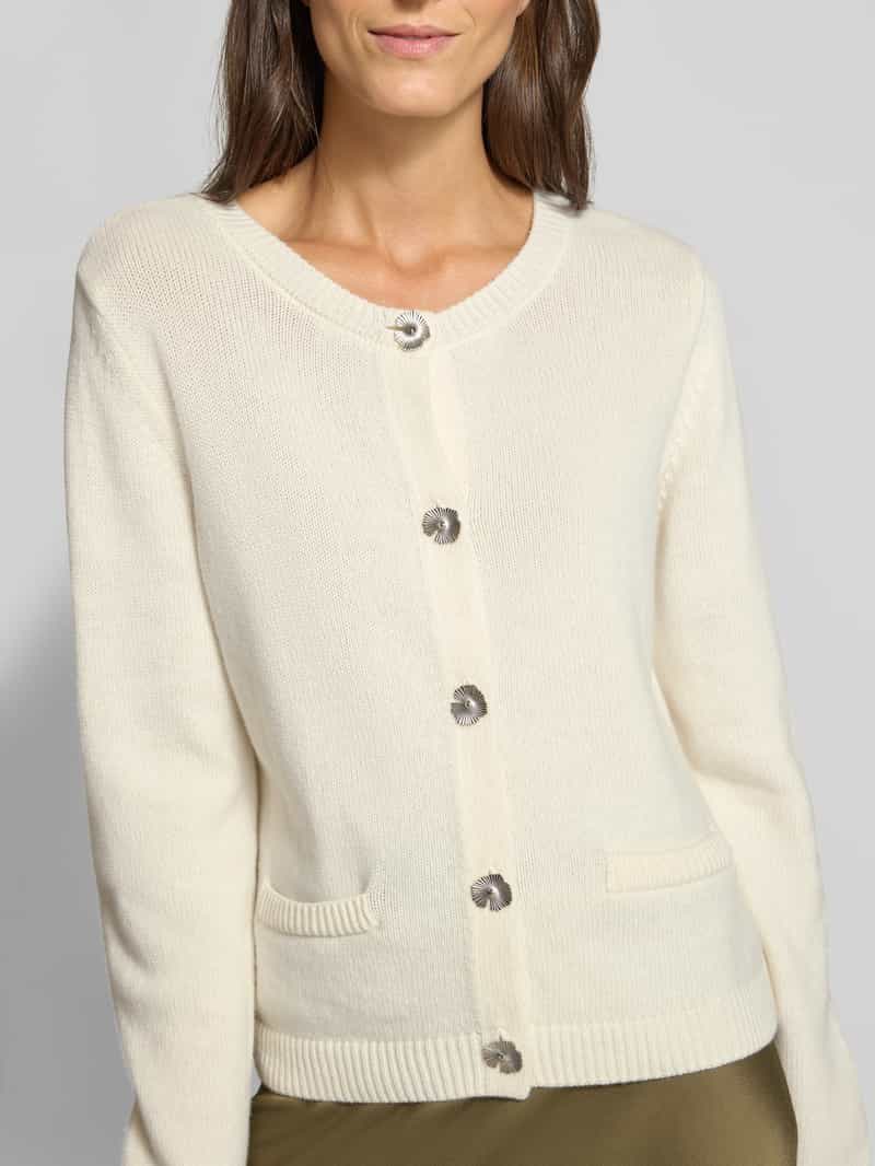 milano italy Regular fit gebreid jack met viscose en kasjmier