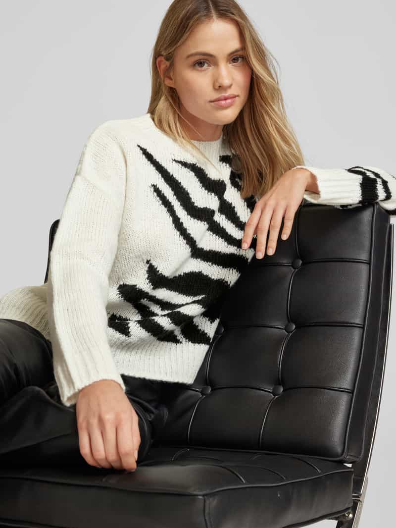 comma Gebreide pullover met ribboorden