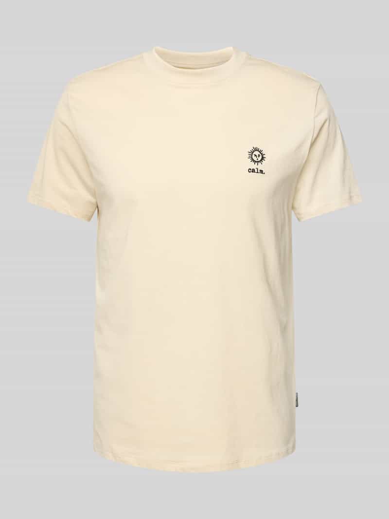 Blend T-shirt met motief- en statementstitching model 'JANUS'