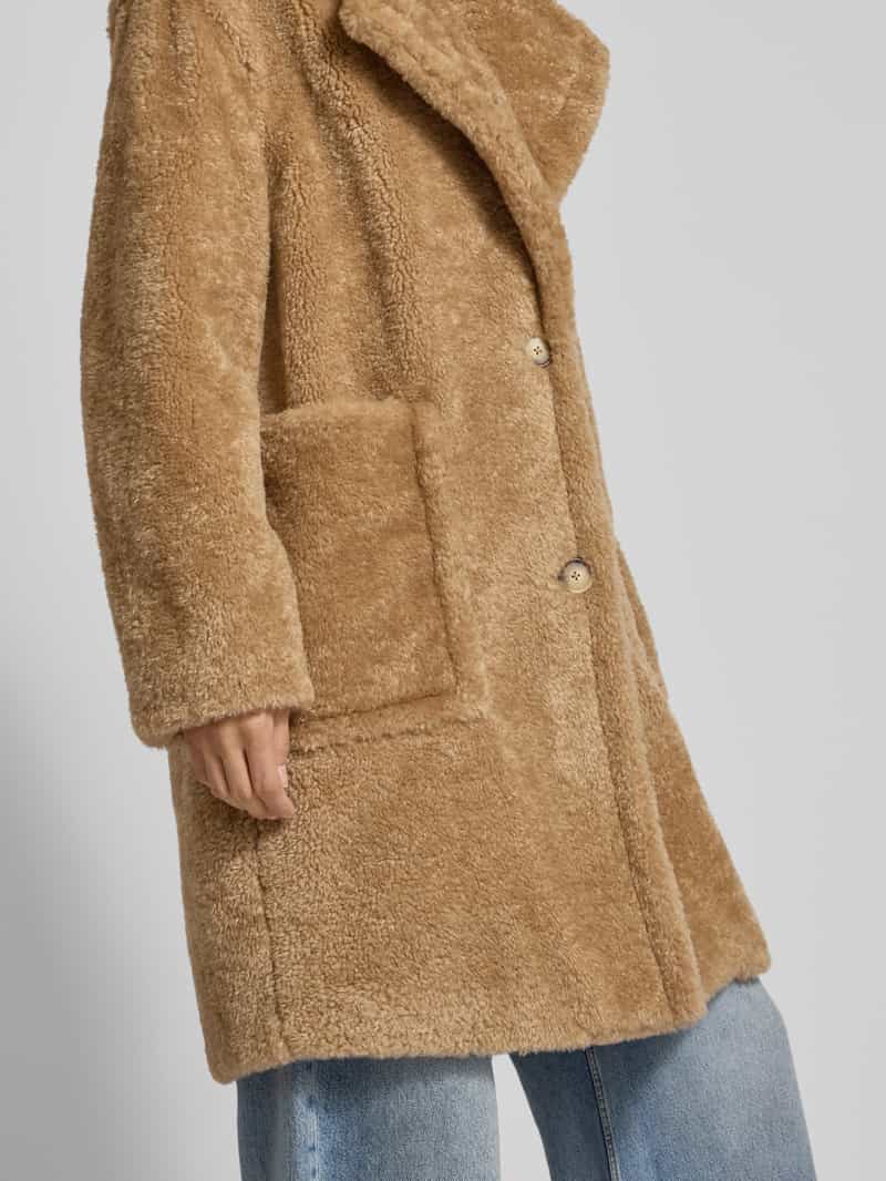 Boss Orange Regular fit lange jas van teddybont met grote zakken model 'CATEDY'