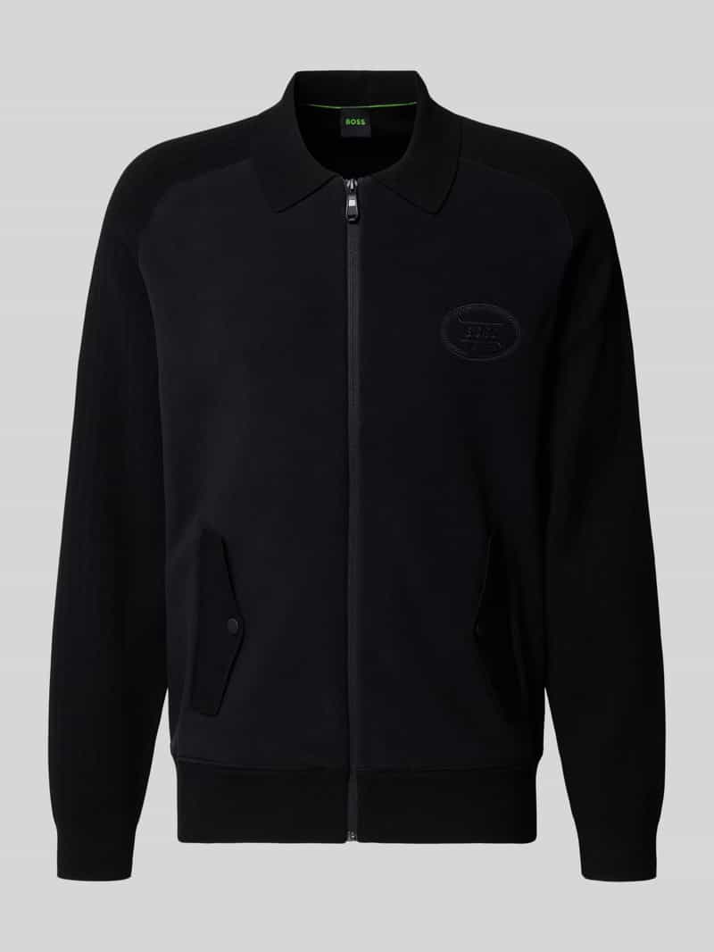BOSS Green Relaxed fit gebreid jack van viscosemix model 'HOLE'