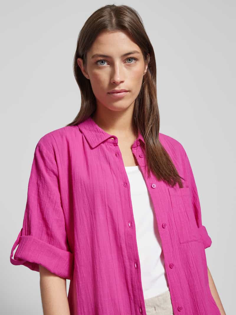 Kaffe Lange blouse met borstzak en 3 4-mouwen