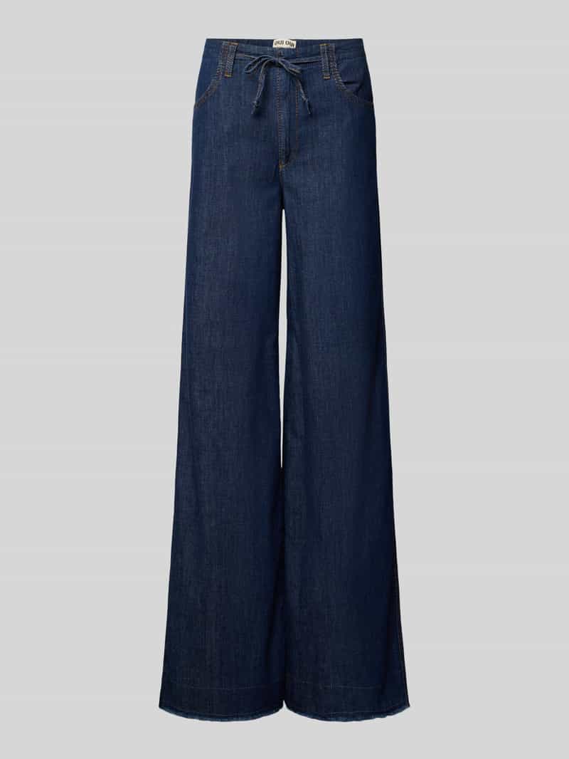 Oui Wide leg jeans met strikceintuur model 'THE PALAZZO'