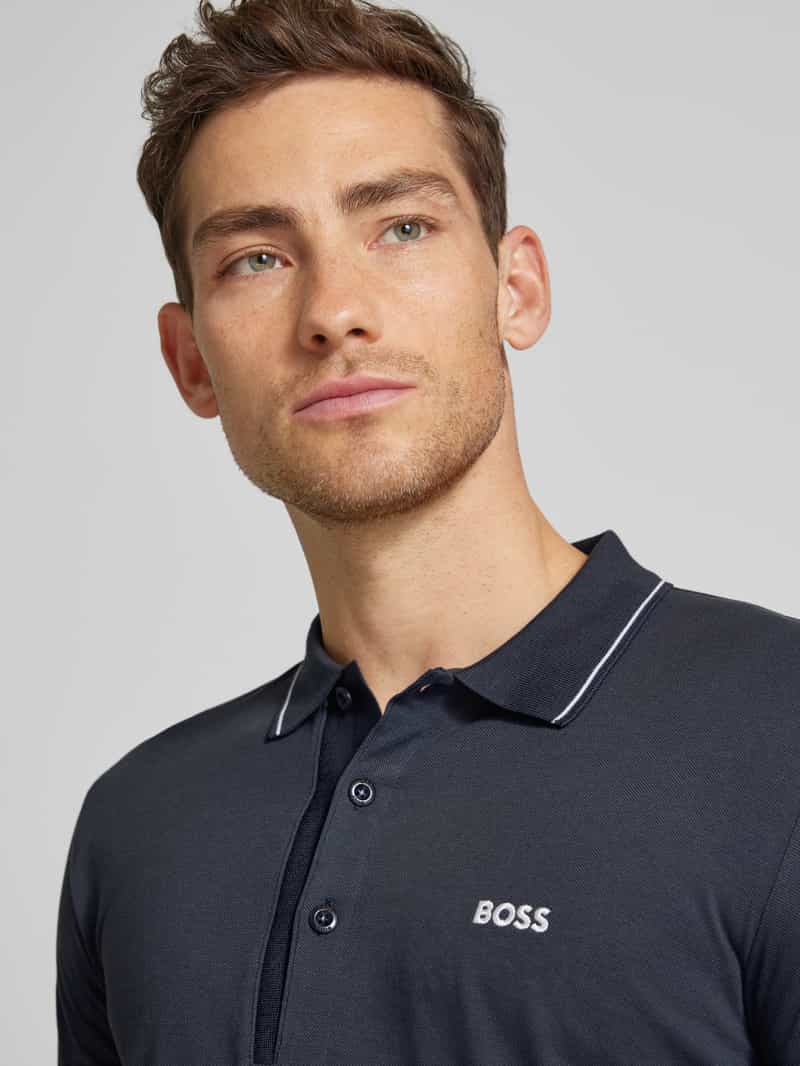 BOSS Green Regular fit poloshirt met labelstitching model 'Paule'