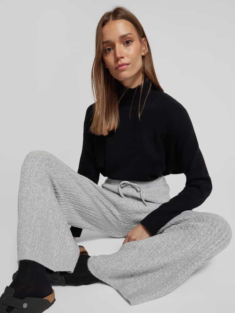 Jake*s Casual Wide leg gebreide broek met kabelpatroon