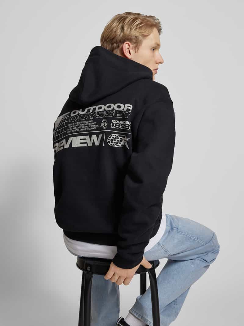 REVIEW Hoodie met labelprint