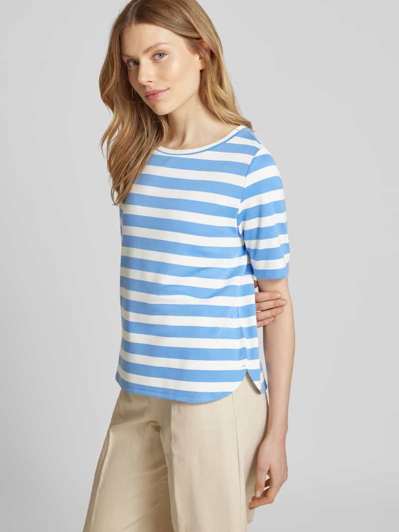 MORE & MORE T-shirt met geribde boothals