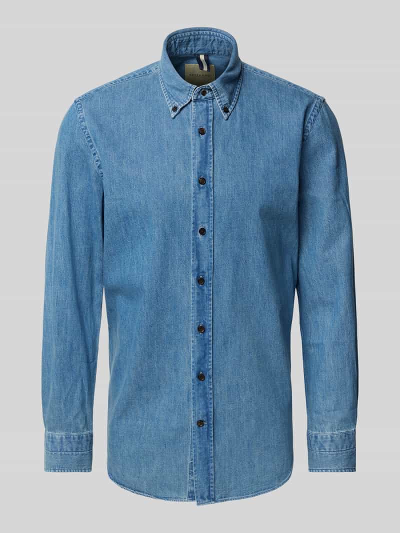 Profuomo Regular fit jeansoverhemd met button-downkraag