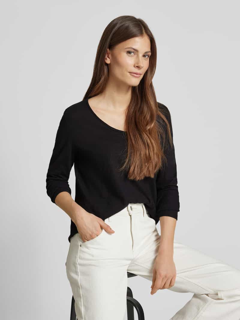 s.Oliver RED LABEL Regular fit shirt met lange mouwen van slubgaren van puur katoen met rolranden bij de hals