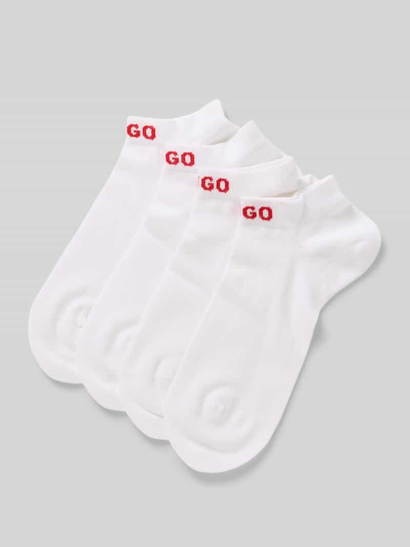 HUGO Sneakersokken met logostitching in een set van 4 paar
