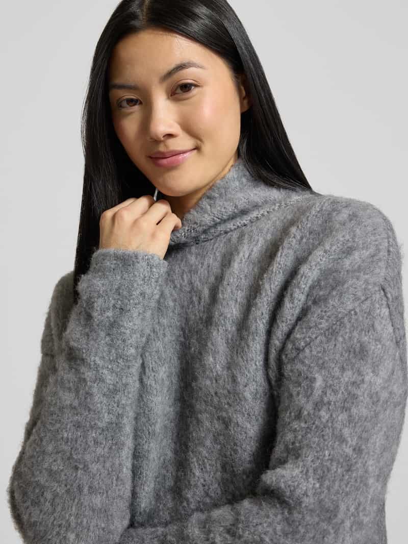 milano italy Regular fit gebreide pullover met opstaande kraag en mix van wol en mohair