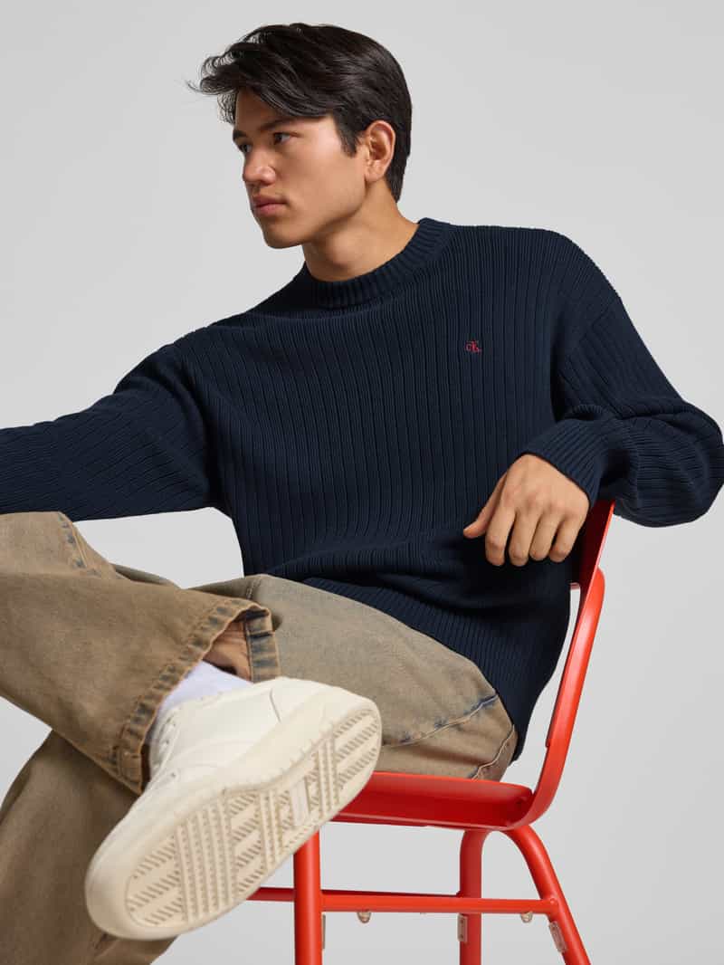 Calvin Klein Jeans Oversized gebreide pullover met ribboorden