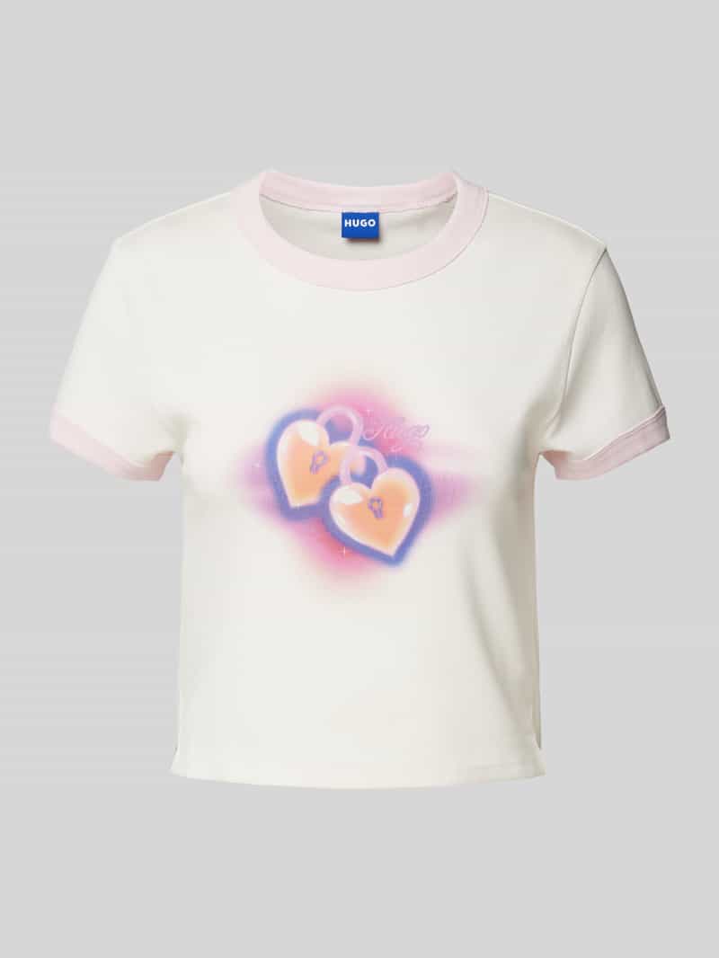 Hugo Blue Kort T-shirt met labelprint model 'Dalia'