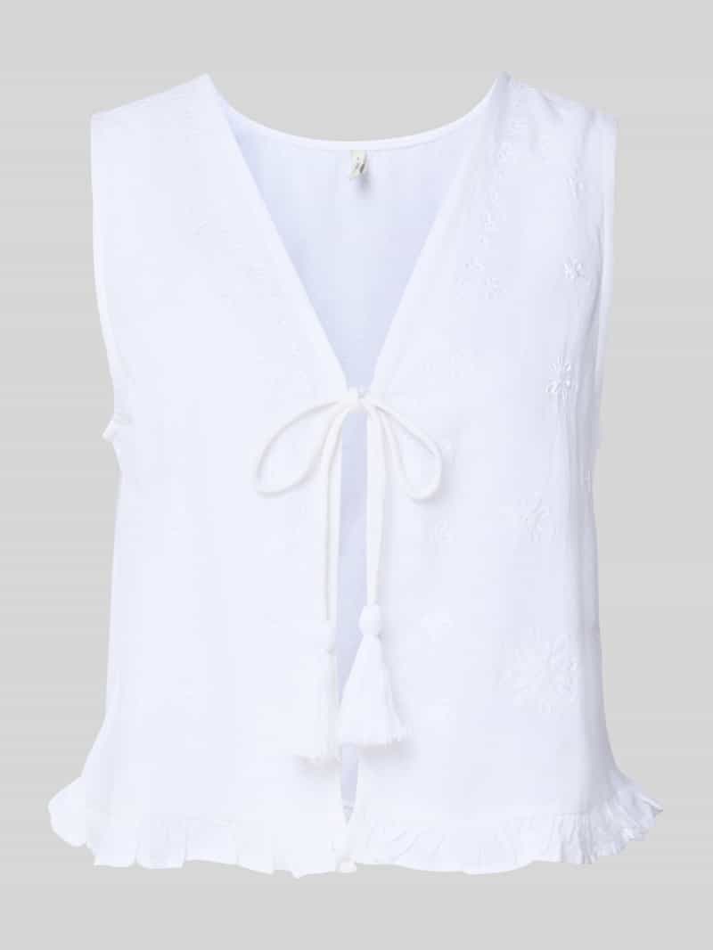 Only Regular fit linnen gilet met borduursels