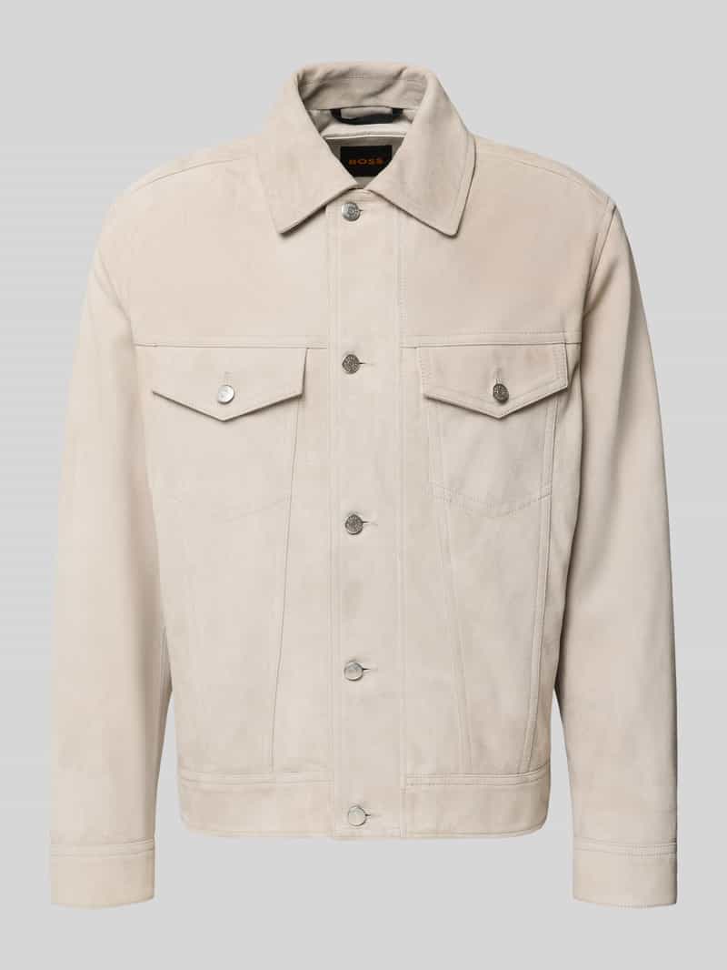 Boss Orange Regular fit leren jack van echt geitenleer model 'JOHOT'