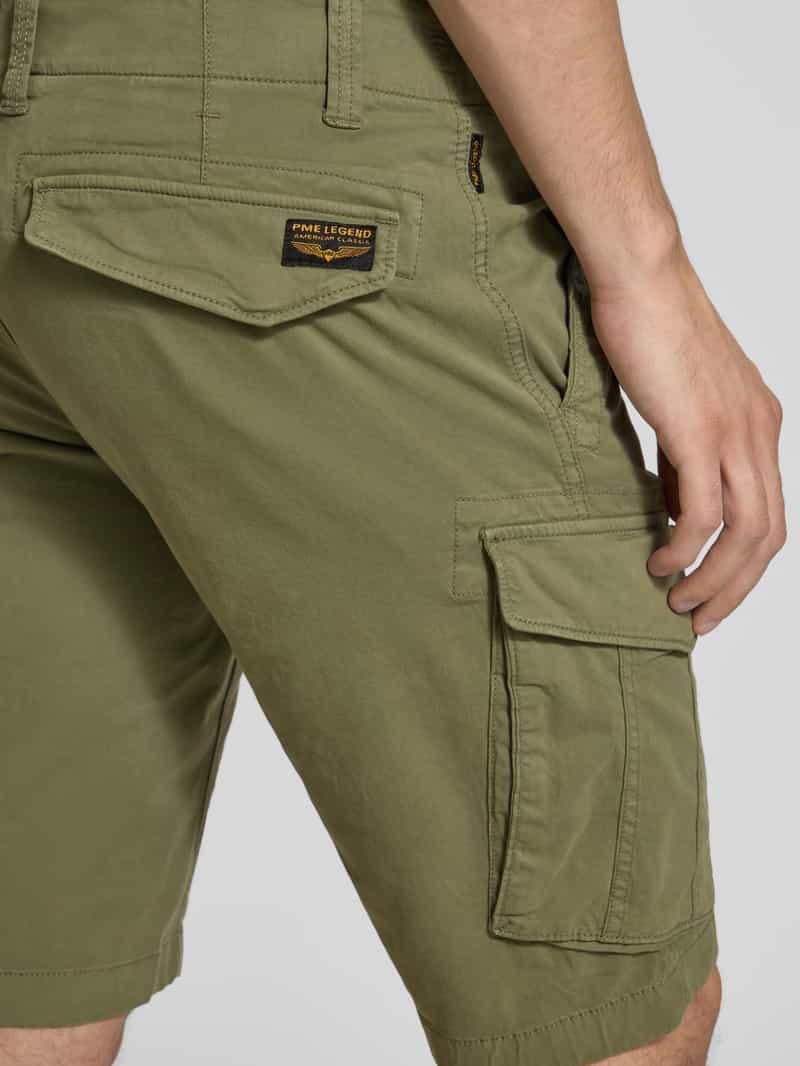 PME Legend Slim fit korte cargobroek met labelprint model 'NORDROP'